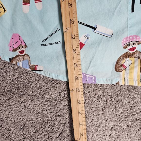 Nick & Nora Pajama Shirt Womens Large Blue Sock Monkey Top Button Up AOP - Picture 6 of 8